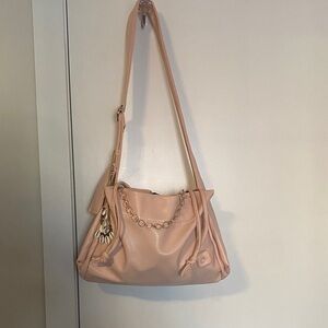Women’s Soft Pink Shoulder Bag with Chain Accent